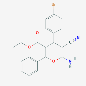 molecular formula C21H17BrN2O3 B407509 ethyl 6-amino-4-(4-bromophenyl)-5-cyano-2-phenyl-4H-pyran-3-carboxylate CAS No. 327101-09-7