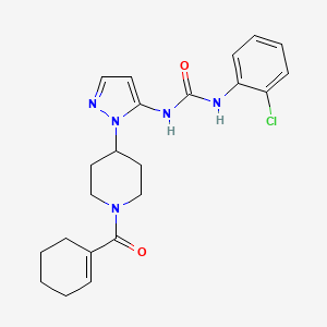 molecular formula C22H26ClN5O2 B4075095 N-(2-chlorophenyl)-N'-{1-[1-(1-cyclohexen-1-ylcarbonyl)-4-piperidinyl]-1H-pyrazol-5-yl}urea 