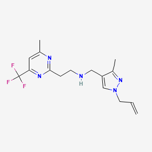 molecular formula C16H20F3N5 B4075111 N-[(1-allyl-3-methyl-1H-pyrazol-4-yl)methyl]-2-[4-methyl-6-(trifluoromethyl)pyrimidin-2-yl]ethanamine 