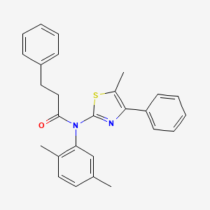 molecular formula C27H26N2OS B4075146 N-(2,5-dimethylphenyl)-N-(5-methyl-4-phenyl-1,3-thiazol-2-yl)-3-phenylpropanamide 