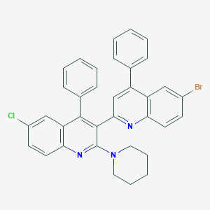 molecular formula C35H27BrClN3 B407516 6-Bromo-6'-chloro-4,4'-diphenyl-2'-piperidin-1-yl-[2,3']biquinolinyl 