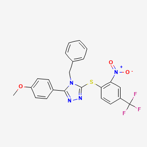 4-benzyl-3-(4-methoxyphenyl)-5-{[2-nitro-4-(trifluoromethyl)phenyl]thio}-4H-1,2,4-triazole