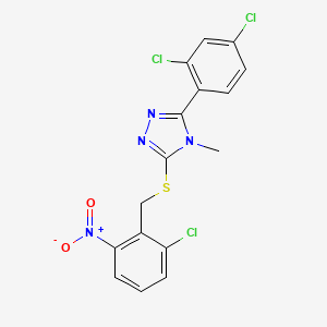 molecular formula C16H11Cl3N4O2S B4075194 3-[(2-chloro-6-nitrobenzyl)thio]-5-(2,4-dichlorophenyl)-4-methyl-4H-1,2,4-triazole 