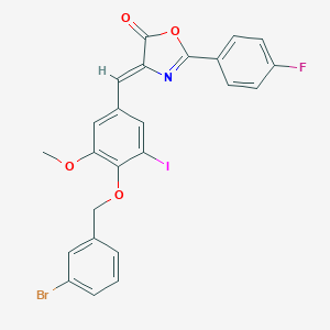 molecular formula C24H16BrFINO4 B407523 4-{4-[(3-bromobenzyl)oxy]-3-iodo-5-methoxybenzylidene}-2-(4-fluorophenyl)-1,3-oxazol-5(4H)-one 