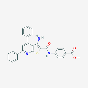 molecular formula C28H21N3O3S B407526 Methyl 4-(3-amino-4,6-diphenylthieno[2,3-b]pyridine-2-carboxamido)benzoate CAS No. 352435-14-4