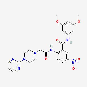 molecular formula C25H27N7O6 B4075270 N-(3,5-dimethoxyphenyl)-5-nitro-2-({[4-(2-pyrimidinyl)-1-piperazinyl]acetyl}amino)benzamide 