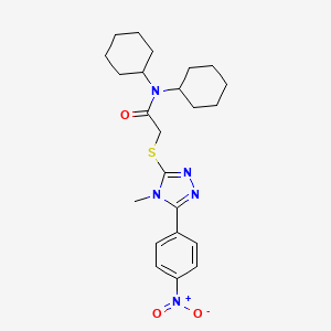 molecular formula C23H31N5O3S B4075290 N,N-dicyclohexyl-2-{[4-methyl-5-(4-nitrophenyl)-4H-1,2,4-triazol-3-yl]thio}acetamide 