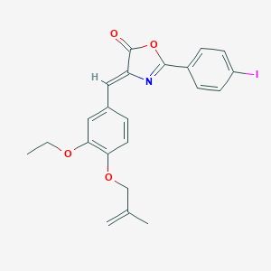 molecular formula C22H20INO4 B407531 4-{3-ethoxy-4-[(2-methyl-2-propenyl)oxy]benzylidene}-2-(4-iodophenyl)-1,3-oxazol-5(4H)-one 