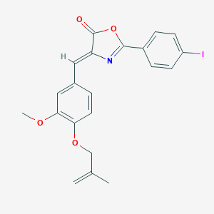 molecular formula C21H18INO4 B407533 2-(4-iodophenyl)-4-{3-methoxy-4-[(2-methyl-2-propenyl)oxy]benzylidene}-1,3-oxazol-5(4H)-one 
