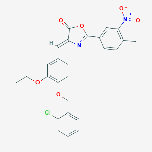 molecular formula C26H21ClN2O6 B407538 4-{4-[(2-chlorobenzyl)oxy]-3-ethoxybenzylidene}-2-{3-nitro-4-methylphenyl}-1,3-oxazol-5(4H)-one 