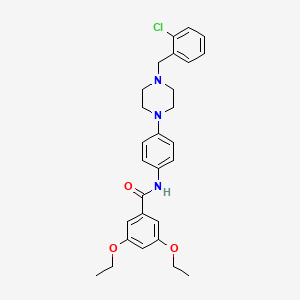 molecular formula C28H32ClN3O3 B4075399 N-{4-[4-(2-chlorobenzyl)-1-piperazinyl]phenyl}-3,5-diethoxybenzamide 