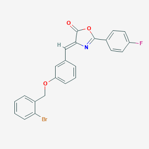 molecular formula C23H15BrFNO3 B407540 4-{3-[(2-bromobenzyl)oxy]benzylidene}-2-(4-fluorophenyl)-1,3-oxazol-5(4H)-one 