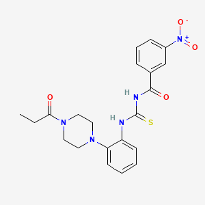 3-nitro-N-({[2-(4-propionyl-1-piperazinyl)phenyl]amino}carbonothioyl)benzamide