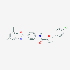molecular formula C26H19ClN2O3 B407555 5-(4-chlorophenyl)-N-[4-(5,7-dimethyl-1,3-benzoxazol-2-yl)phenyl]furan-2-carboxamide 