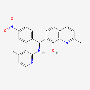 molecular formula C23H20N4O3 B4075551 2-methyl-7-[[(4-methyl-2-pyridinyl)amino](4-nitrophenyl)methyl]-8-quinolinol 