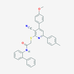 N-[1,1'-biphenyl]-2-yl-2-{[3-cyano-4-(4-methoxyphenyl)-6-(4-methylphenyl)-2-pyridinyl]sulfanyl}acetamide