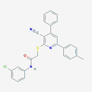molecular formula C27H20ClN3OS B407563 N-(3-chlorophenyl)-2-{[3-cyano-6-(4-methylphenyl)-4-phenyl-2-pyridinyl]sulfanyl}acetamide 
