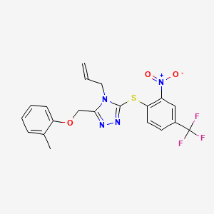 molecular formula C20H17F3N4O3S B4075631 4-allyl-3-[(2-methylphenoxy)methyl]-5-{[2-nitro-4-(trifluoromethyl)phenyl]thio}-4H-1,2,4-triazole 