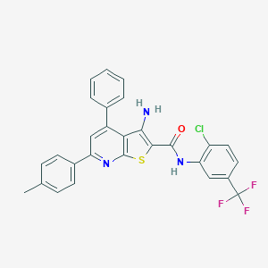 molecular formula C28H19ClF3N3OS B407565 3-amino-N-[2-chloro-5-(trifluoromethyl)phenyl]-6-(4-methylphenyl)-4-phenylthieno[2,3-b]pyridine-2-carboxamide 