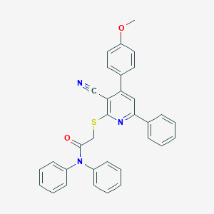 molecular formula C33H25N3O2S B407567 2-{[3-cyano-4-(4-methoxyphenyl)-6-phenyl-2-pyridinyl]sulfanyl}-N,N-diphenylacetamide 