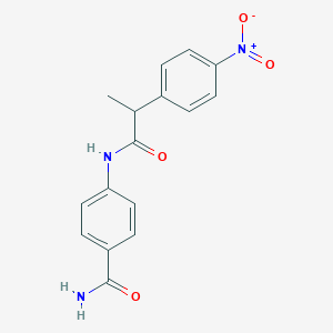 molecular formula C16H15N3O4 B4075670 4-{[2-(4-nitrophenyl)propanoyl]amino}benzamide 