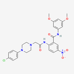 molecular formula C27H28ClN5O6 B4075678 2-({[4-(4-chlorophenyl)-1-piperazinyl]acetyl}amino)-N-(3,5-dimethoxyphenyl)-5-nitrobenzamide 