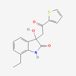 molecular formula C16H15NO3S B4075684 7-ethyl-3-hydroxy-3-[2-oxo-2-(2-thienyl)ethyl]-1,3-dihydro-2H-indol-2-one 