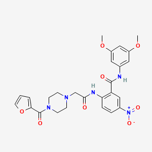 molecular formula C26H27N5O8 B4075692 N-(3,5-dimethoxyphenyl)-2-({[4-(2-furoyl)-1-piperazinyl]acetyl}amino)-5-nitrobenzamide 