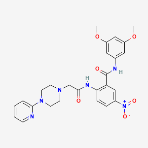 molecular formula C26H28N6O6 B4075737 N-(3,5-dimethoxyphenyl)-5-nitro-2-({[4-(2-pyridinyl)-1-piperazinyl]acetyl}amino)benzamide 