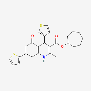 cycloheptyl 2-methyl-5-oxo-7-(2-thienyl)-4-(3-thienyl)-1,4,5,6,7,8-hexahydro-3-quinolinecarboxylate