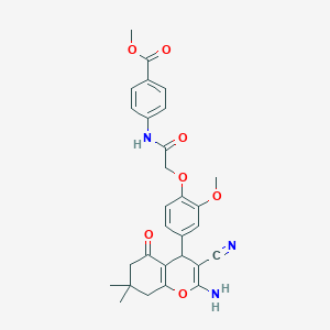 methyl 4-({[4-(2-amino-3-cyano-7,7-dimethyl-5-oxo-5,6,7,8-tetrahydro-4H-chromen-4-yl)-2-methoxyphenoxy]acetyl}amino)benzoate