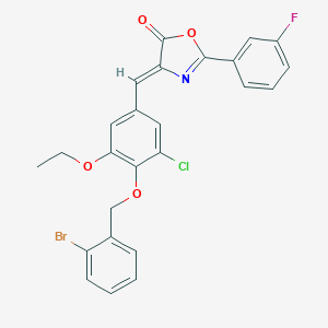 molecular formula C25H18BrClFNO4 B407580 4-{4-[(2-bromobenzyl)oxy]-3-chloro-5-ethoxybenzylidene}-2-(3-fluorophenyl)-1,3-oxazol-5(4H)-one 