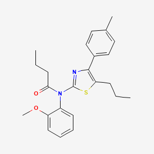 molecular formula C24H28N2O2S B4075848 N-(2-methoxyphenyl)-N-[4-(4-methylphenyl)-5-propyl-1,3-thiazol-2-yl]butanamide 