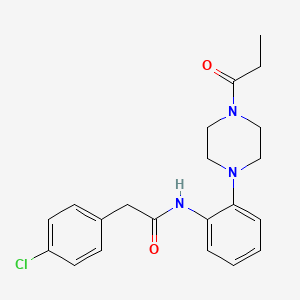 molecular formula C21H24ClN3O2 B4075923 2-(4-chlorophenyl)-N-[2-(4-propionyl-1-piperazinyl)phenyl]acetamide 