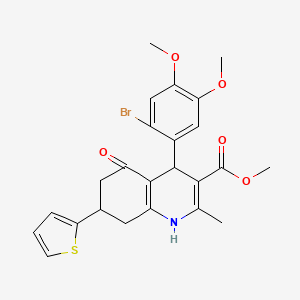 molecular formula C24H24BrNO5S B4075957 methyl 4-(2-bromo-4,5-dimethoxyphenyl)-2-methyl-5-oxo-7-(2-thienyl)-1,4,5,6,7,8-hexahydro-3-quinolinecarboxylate 