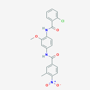 molecular formula C22H18ClN3O5 B4075972 N-{4-[(2-chlorobenzoyl)amino]-3-methoxyphenyl}-3-methyl-4-nitrobenzamide 