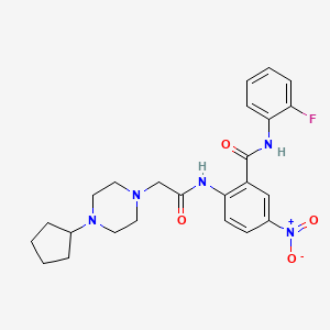 2-{[(4-cyclopentyl-1-piperazinyl)acetyl]amino}-N-(2-fluorophenyl)-5-nitrobenzamide