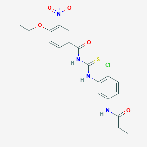 molecular formula C19H19ClN4O5S B4076033 N-({[2-chloro-5-(propionylamino)phenyl]amino}carbonothioyl)-4-ethoxy-3-nitrobenzamide 