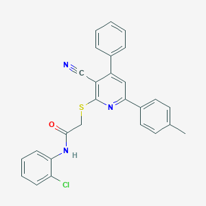 molecular formula C27H20ClN3OS B407606 N-(2-chlorophenyl)-2-{[3-cyano-6-(4-methylphenyl)-4-phenyl-2-pyridinyl]sulfanyl}acetamide 