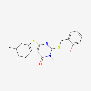 2-[(2-fluorobenzyl)thio]-3,7-dimethyl-5,6,7,8-tetrahydro[1]benzothieno[2,3-d]pyrimidin-4(3H)-one