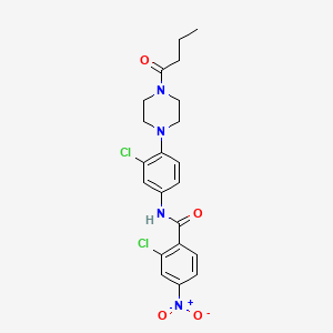 molecular formula C21H22Cl2N4O4 B4076108 N-[4-(4-butyryl-1-piperazinyl)-3-chlorophenyl]-2-chloro-4-nitrobenzamide 