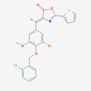 molecular formula C22H15BrClNO4S B407613 4-{3-bromo-4-[(2-chlorobenzyl)oxy]-5-methoxybenzylidene}-2-(2-thienyl)-1,3-oxazol-5(4H)-one 