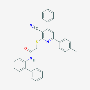 molecular formula C33H25N3OS B407615 N-[1,1'-biphenyl]-2-yl-2-{[3-cyano-6-(4-methylphenyl)-4-phenyl-2-pyridinyl]sulfanyl}acetamide 