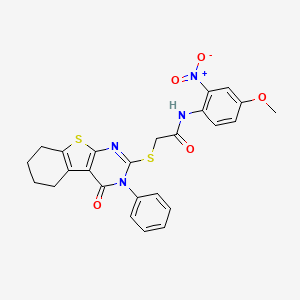 molecular formula C25H22N4O5S2 B4076203 N-(4-methoxy-2-nitrophenyl)-2-[(4-oxo-3-phenyl-3,4,5,6,7,8-hexahydro[1]benzothieno[2,3-d]pyrimidin-2-yl)thio]acetamide 