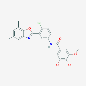 molecular formula C25H23ClN2O5 B407621 N-[4-chloro-3-(5,7-dimethyl-1,3-benzoxazol-2-yl)phenyl]-3,4,5-trimethoxybenzamide 