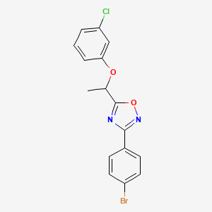 molecular formula C16H12BrClN2O2 B4076216 3-(4-bromophenyl)-5-[1-(3-chlorophenoxy)ethyl]-1,2,4-oxadiazole 