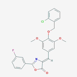 molecular formula C25H19ClFNO5 B407622 4-{4-[(2-chlorobenzyl)oxy]-3,5-dimethoxybenzylidene}-2-(3-fluorophenyl)-1,3-oxazol-5(4H)-one 