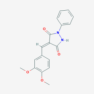 molecular formula C18H16N2O4 B407625 4-(3,4-Dimethoxybenzylidene)-1-phenyl-3,5-pyrazolidinedione 