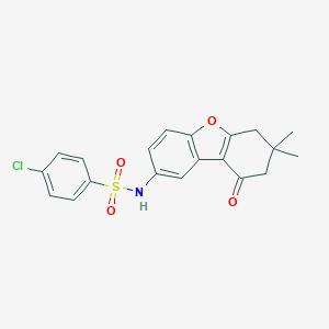 molecular formula C20H18ClNO4S B407627 4-chloro-N-(7,7-dimethyl-9-oxo-6,8-dihydrodibenzofuran-2-yl)benzenesulfonamide CAS No. 5764-61-4