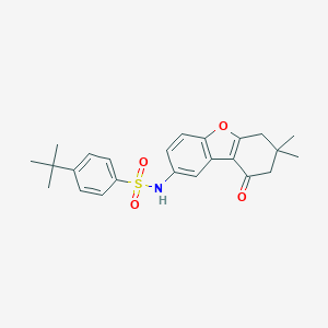 molecular formula C24H27NO4S B407631 4-tert-butyl-N-(7,7-dimethyl-9-oxo-6,7,8,9-tetrahydrodibenzo[b,d]furan-2-yl)benzenesulfonamide 